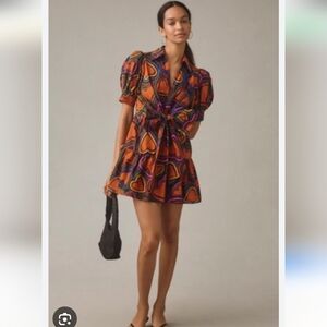 Farm Rio Multicolor Heart Print Mini Dress. Size L